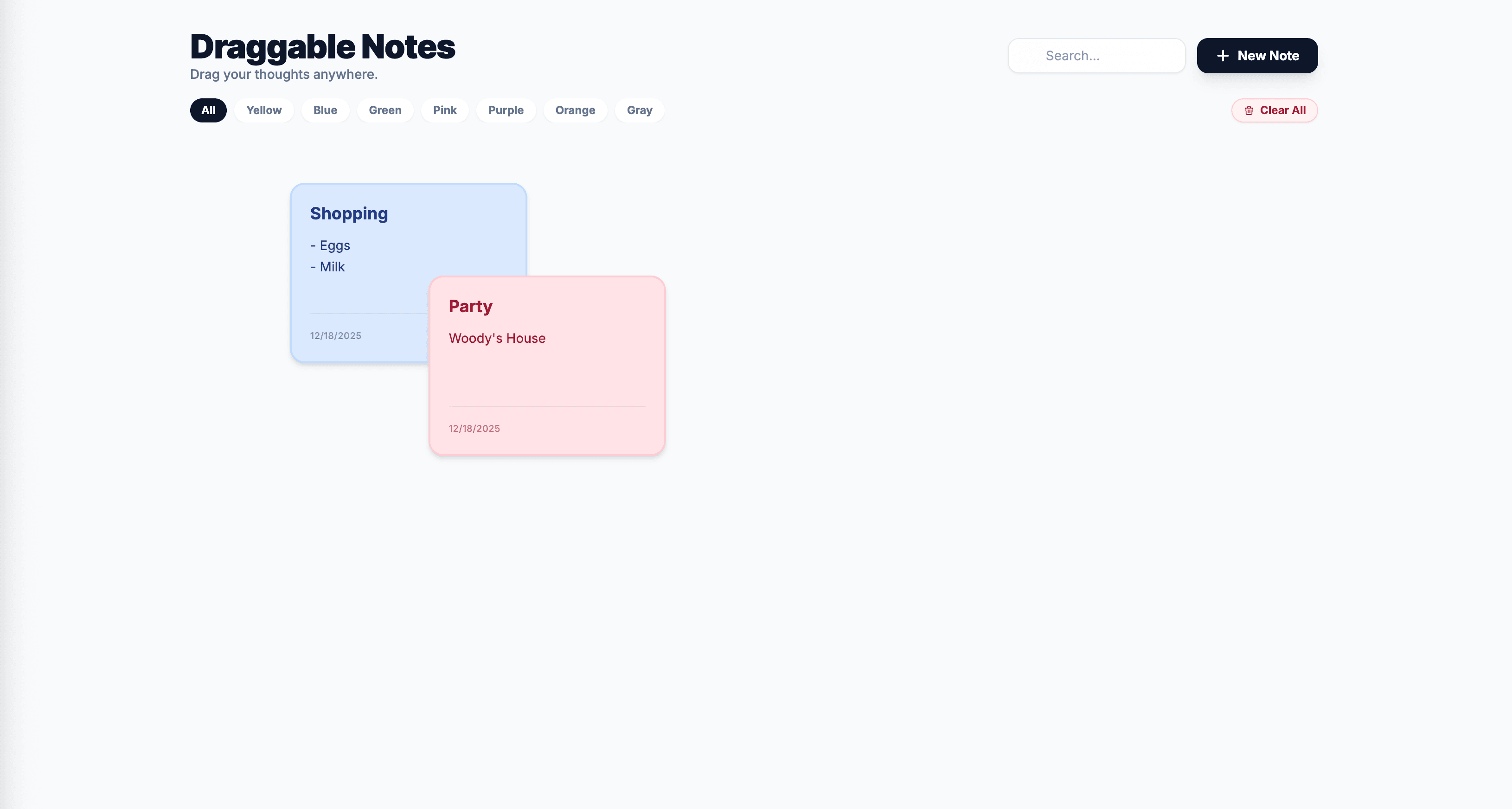 Draggable Notes
