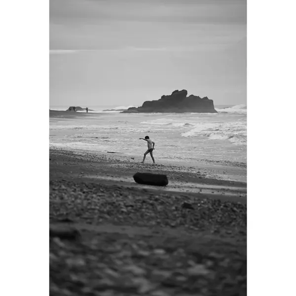 Beach kid black and white