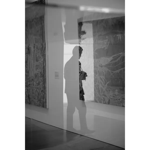 Museum reflection black and white