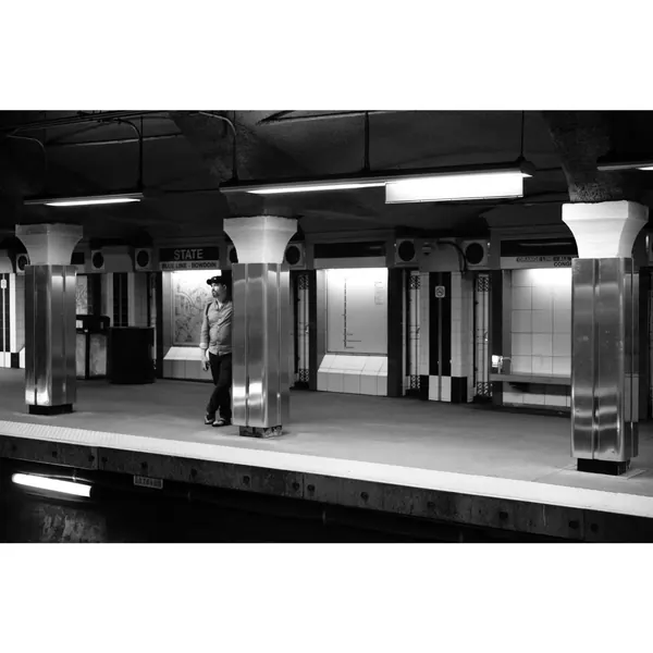 Waiting train black and white